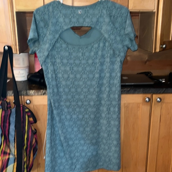 KUHL blue Oriana DRESS open back cut out short sleeve vneck geometric flared XL - Picture 11 of 13
